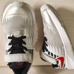 Nike Kids StarRunner Silver and Black Sneakers with Orange Swoosh Size 1Y